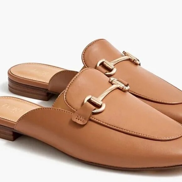 NEW J Crew Factory Slip-On Mules Cedar Wood Tan Brown Size 8 - Picture 1 of 4